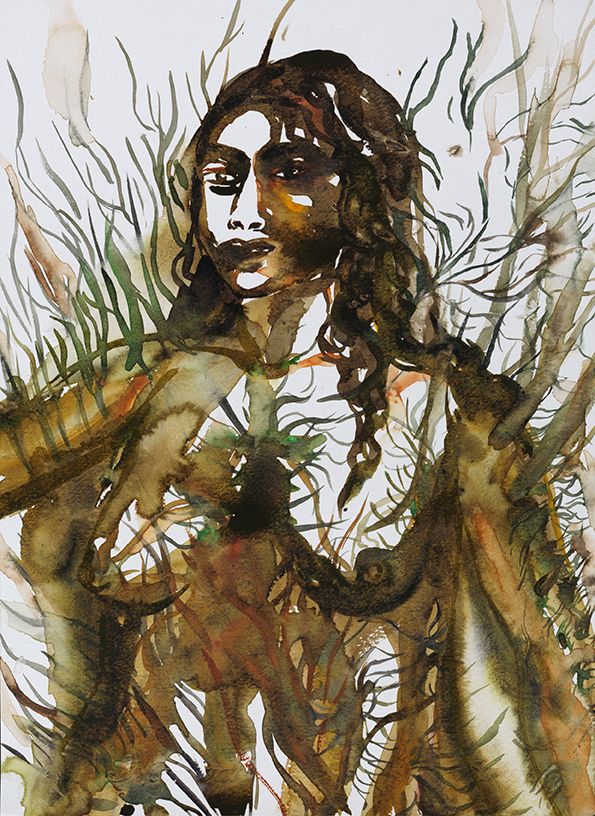 Aline Thomassen Woman Portrait Untitled Watercolour