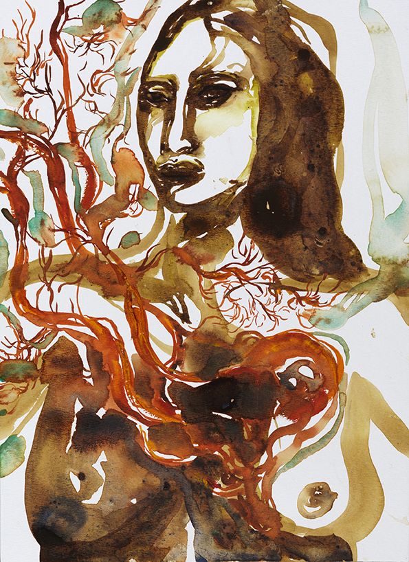 Aline Thomassen Woman Portrait Untitled Watercolour